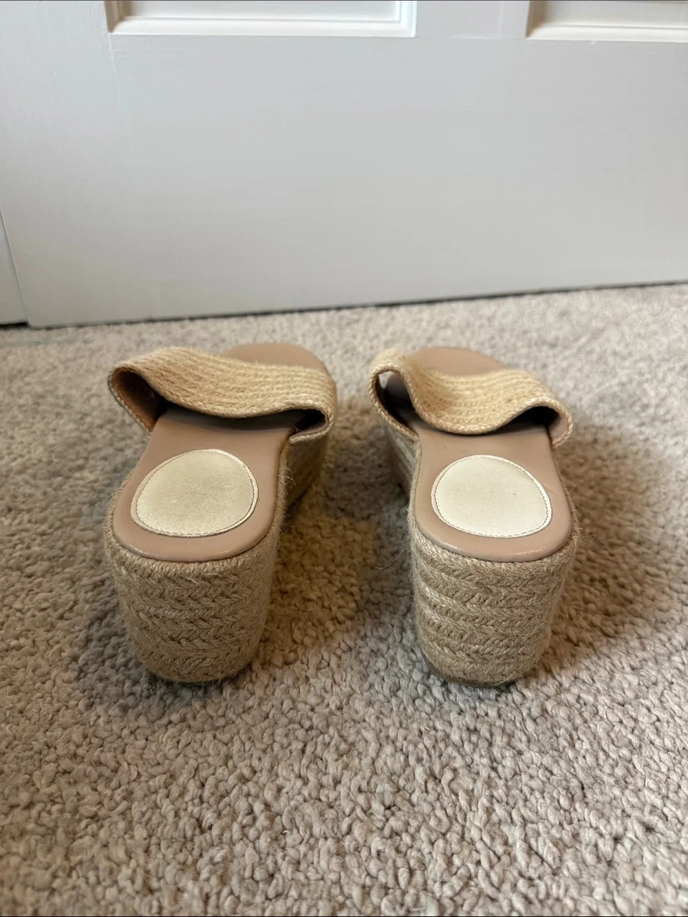 Source Unknown Natural Woven Platform Slide Sandals